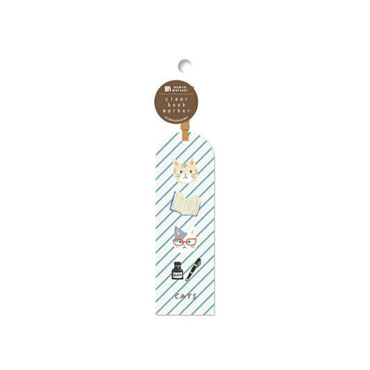 Furukawa Shiko Clear Bookmark - Book and Cat - Hontowatashi - Bookmarks
