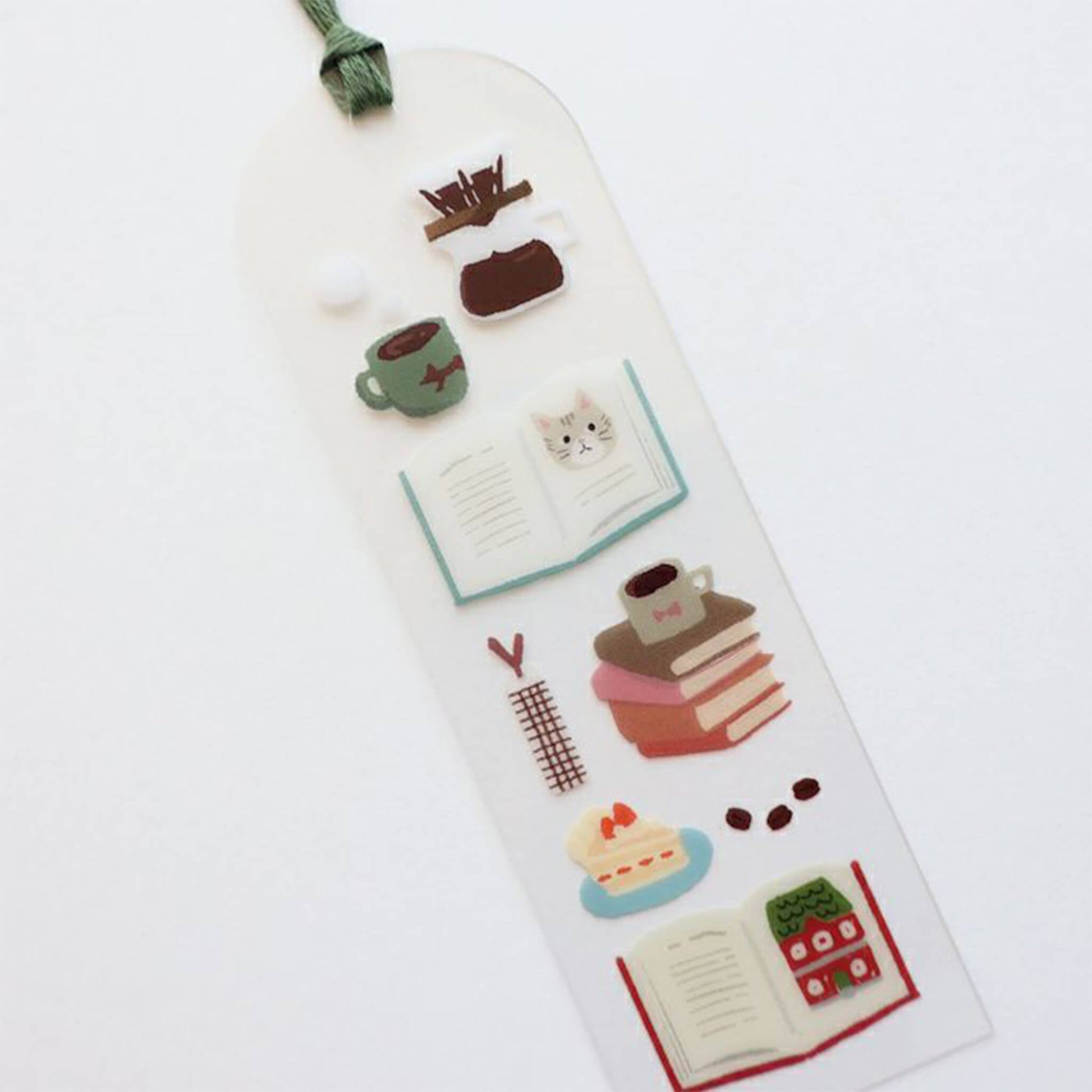 Furukawa Shiko Clear Bookmark - Book and Coffee - Hontowatashi - Bookmarks