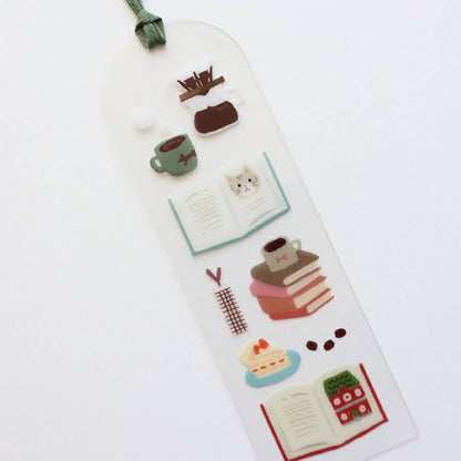 Furukawa Shiko Clear Bookmark - Book and Coffee - Hontowatashi - Bookmarks