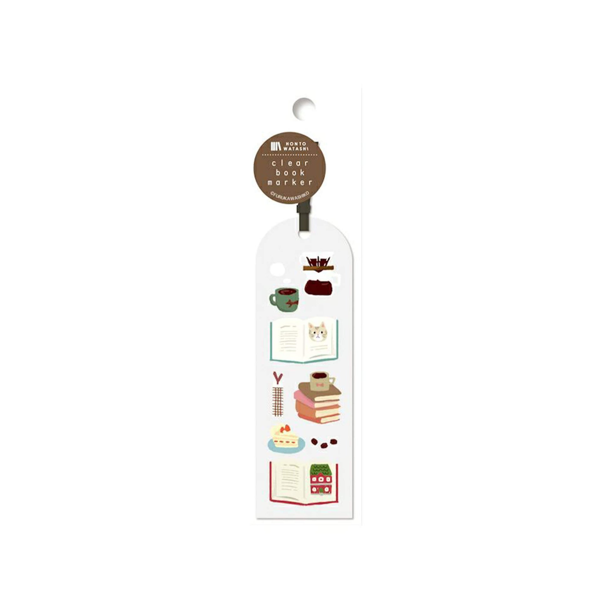 Furukawa Shiko Clear Bookmark - Book and Coffee - Hontowatashi - Bookmarks