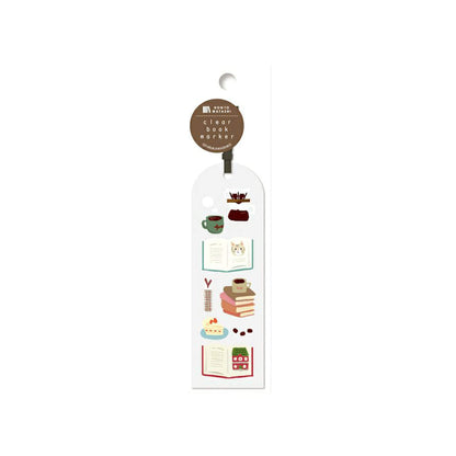 Furukawa Shiko Clear Bookmark - Book and Coffee - Hontowatashi - Bookmarks