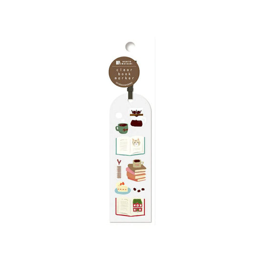 Furukawa Shiko Clear Bookmark - Book and Coffee - Hontowatashi - Bookmarks