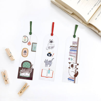 Furukawa Shiko Clear Bookmark - Books and Cats - Hontowatashi - Bookmarks