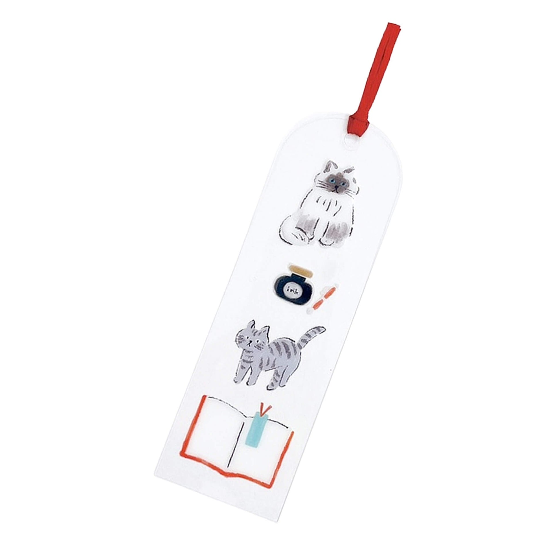 Furukawa Shiko Clear Bookmark - Books and Cats - Hontowatashi - Bookmarks