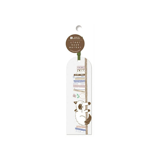 Furukawa Shiko Clear Bookmark - Bookshelf Cat - Hontowatashi - Bookmarks