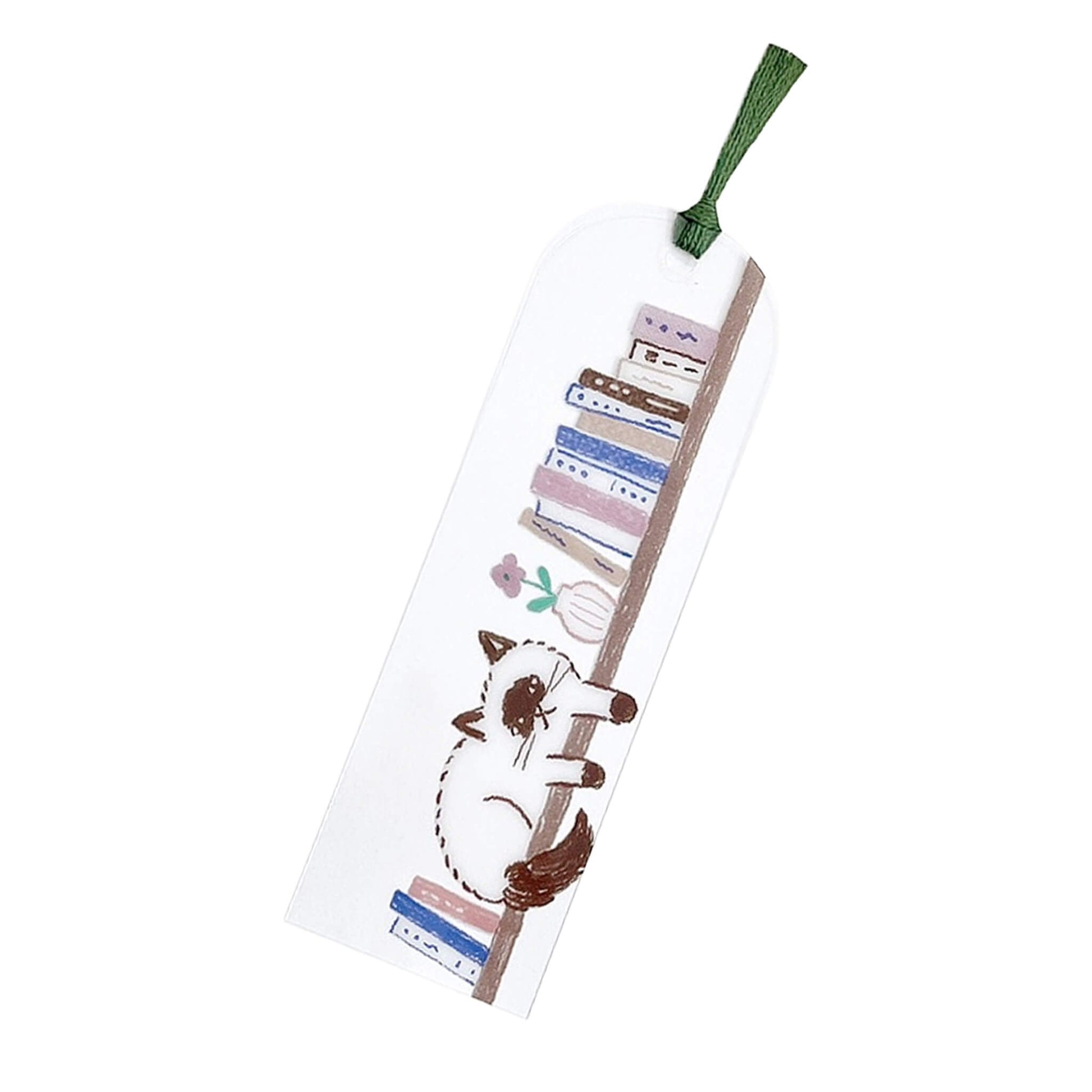 Furukawa Shiko Clear Bookmark - Bookshelf Cat - Hontowatashi - Bookmarks