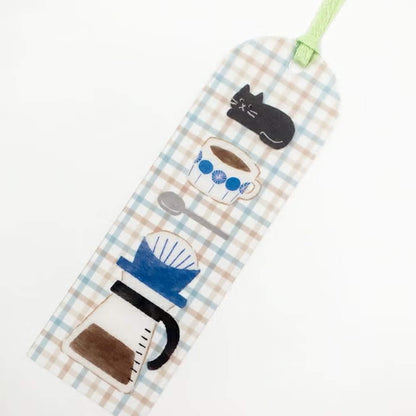 Furukawa Shiko Clear Bookmark - Cat BLue Check - Hontowatashi - Bookmarks