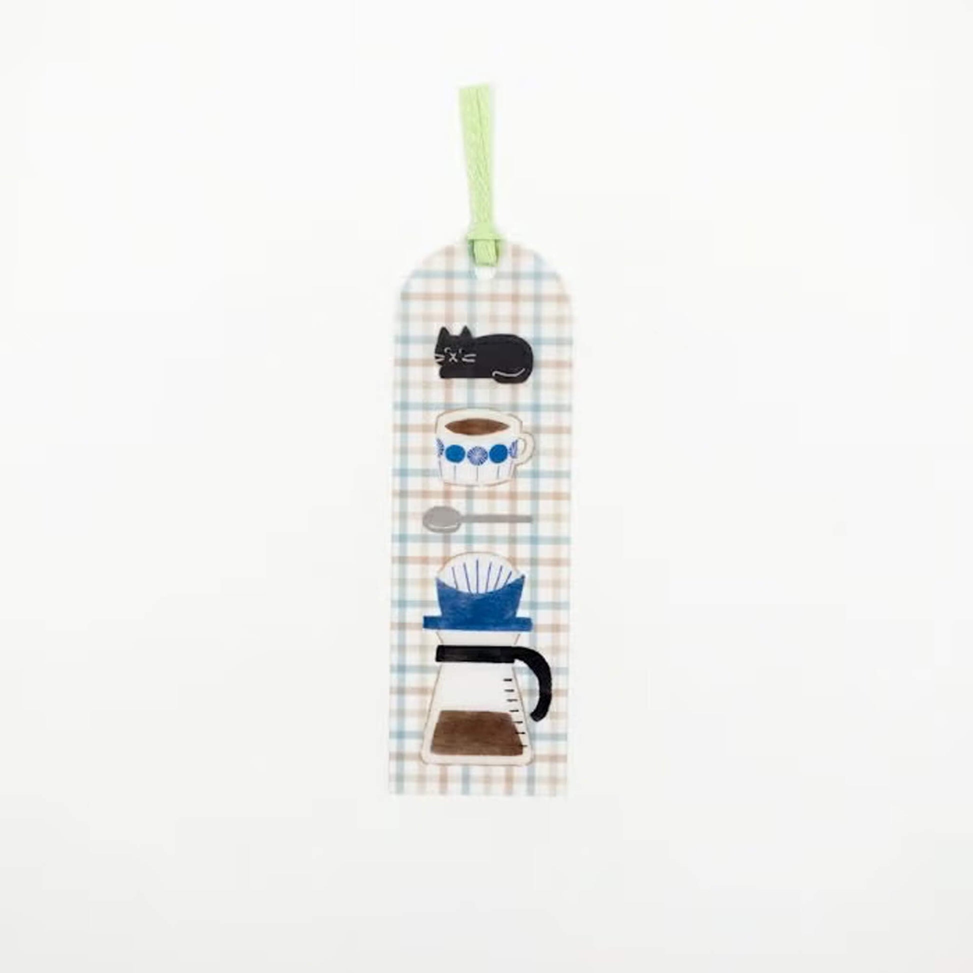 Furukawa Shiko Clear Bookmark - Cat BLue Check - Hontowatashi - Bookmarks