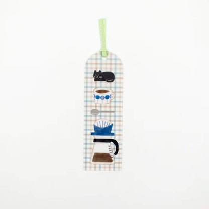 Furukawa Shiko Clear Bookmark - Cat BLue Check - Hontowatashi - Bookmarks