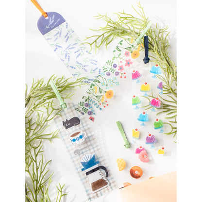 Furukawa Shiko Clear Bookmark - Cat BLue Check - Hontowatashi - Bookmarks