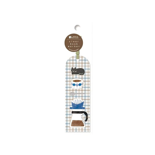 Furukawa Shiko Clear Bookmark - Cat BLue Check - Hontowatashi - Bookmarks