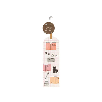 Furukawa Shiko Clear Bookmark - Cat Pink Check - Hontowatashi - Bookmarks