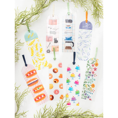 Furukawa Shiko Clear Bookmark - Cat Pink Check - Hontowatashi - Bookmarks