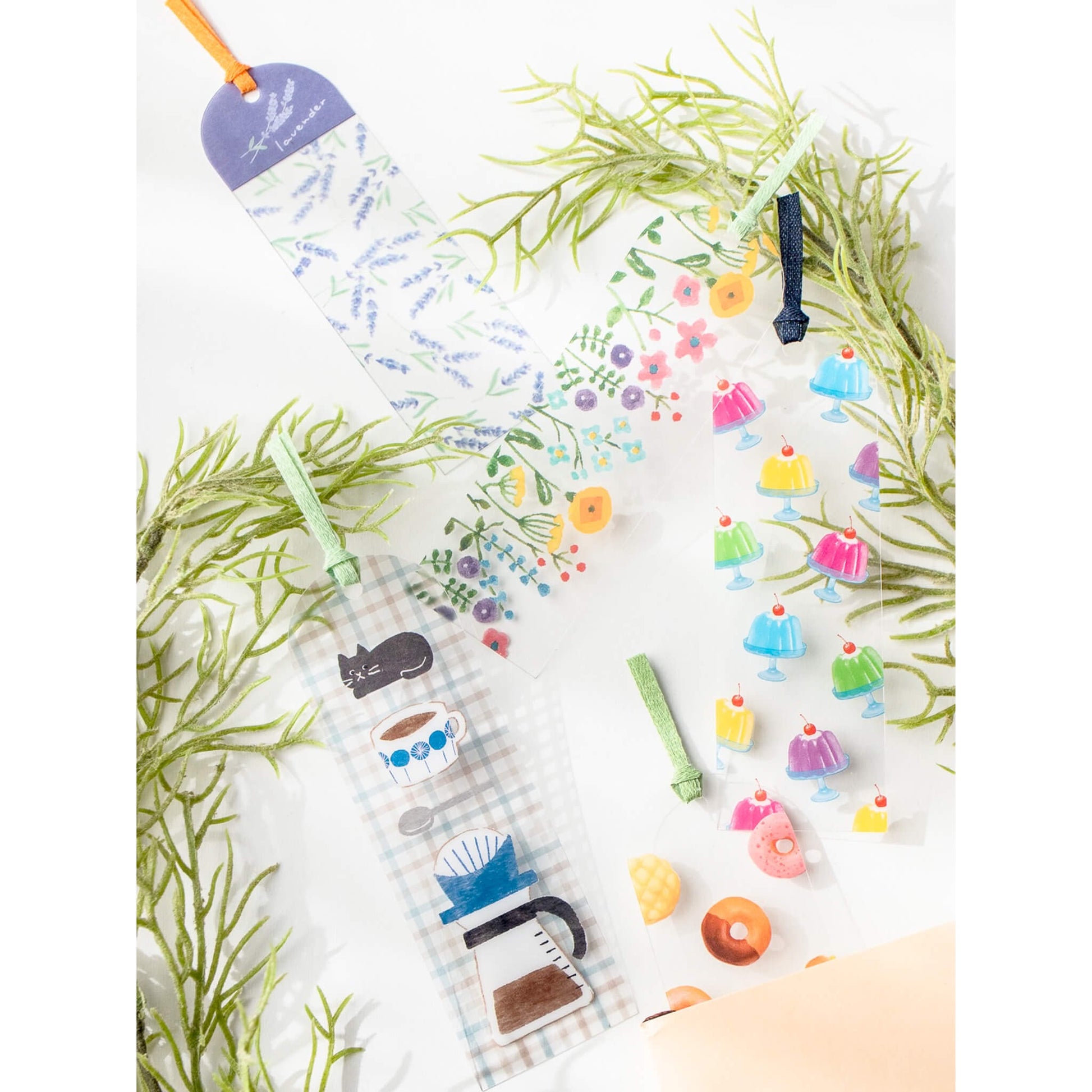 Furukawa Shiko Clear Bookmark - Mimosa Pattern - Hontowatashi - Bookmarks