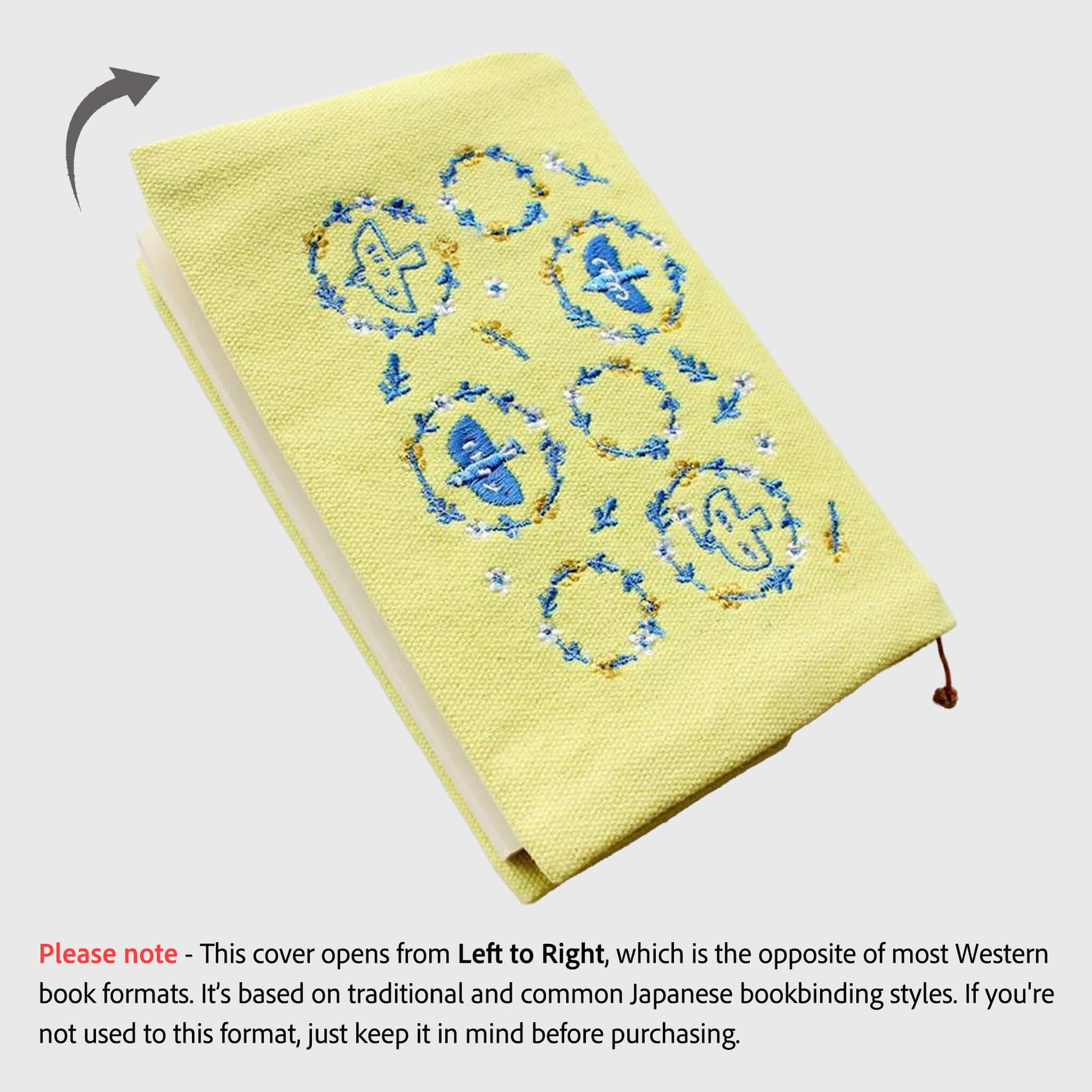 Furukawa Shiko Embroidered Book Cover A6 - Blue Bird - Hontowatashi - Book Covers