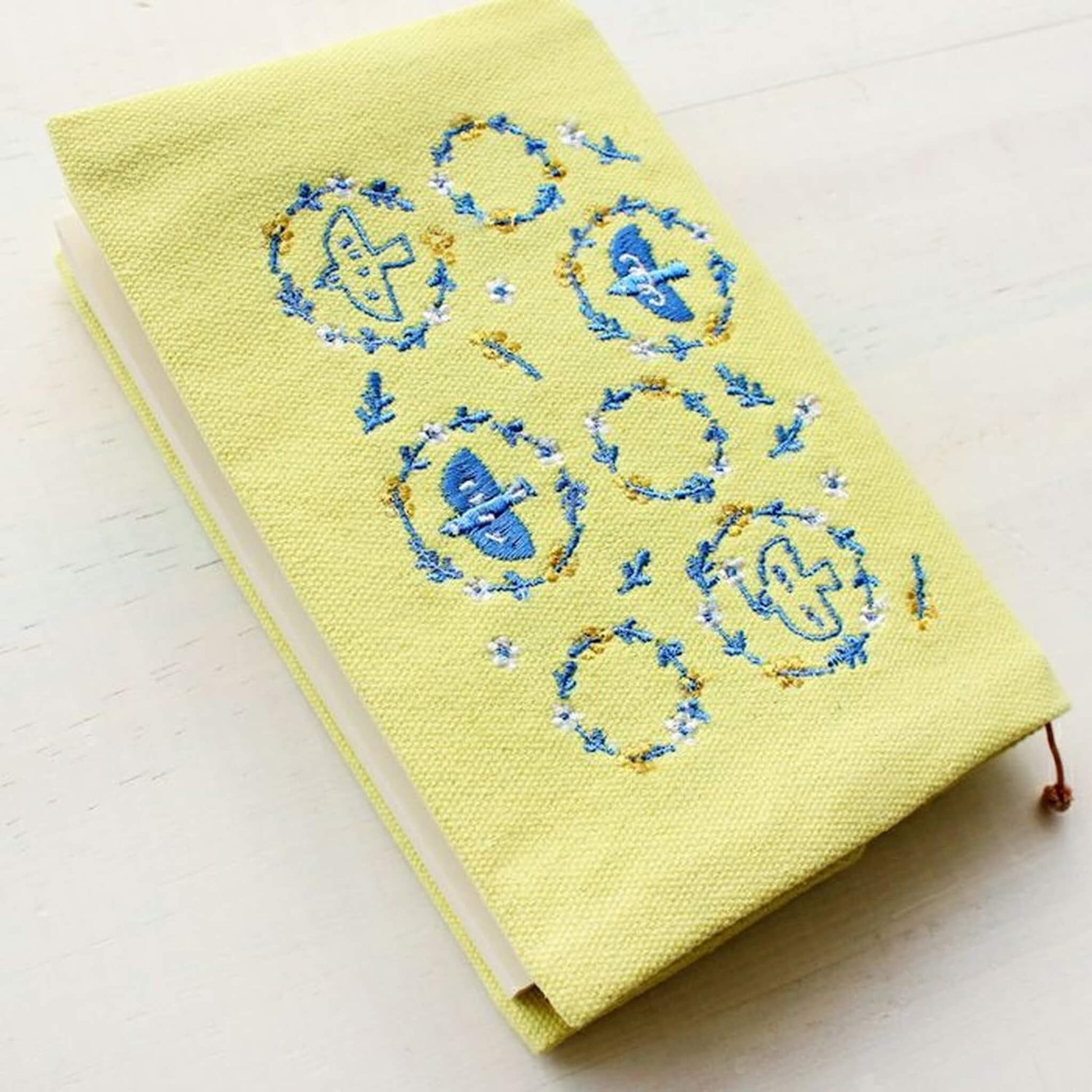Furukawa Shiko Embroidered Book Cover A6 - Blue Bird - Hontowatashi - Book Covers