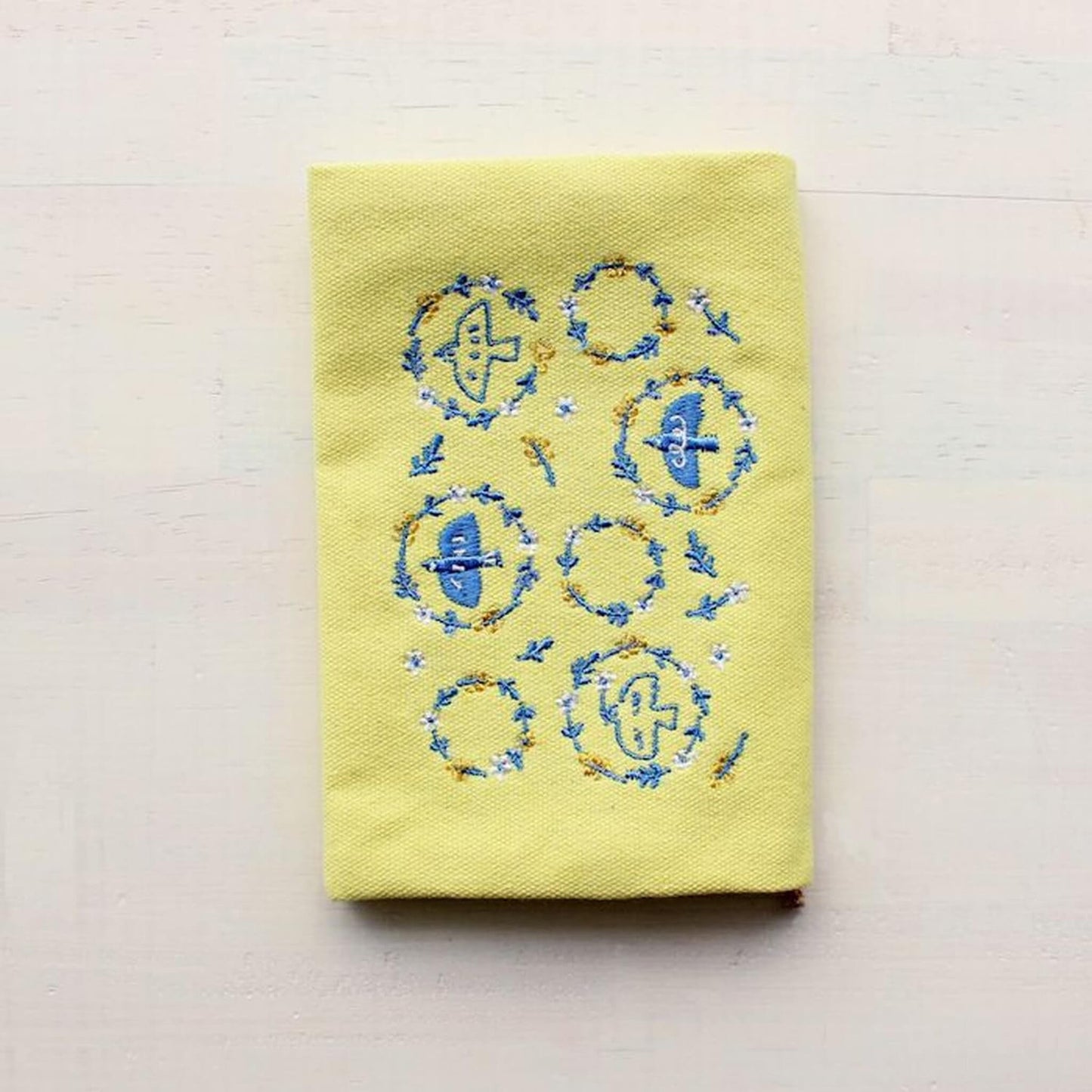 Furukawa Shiko Embroidered Book Cover A6 - Blue Bird - Hontowatashi - Book Covers