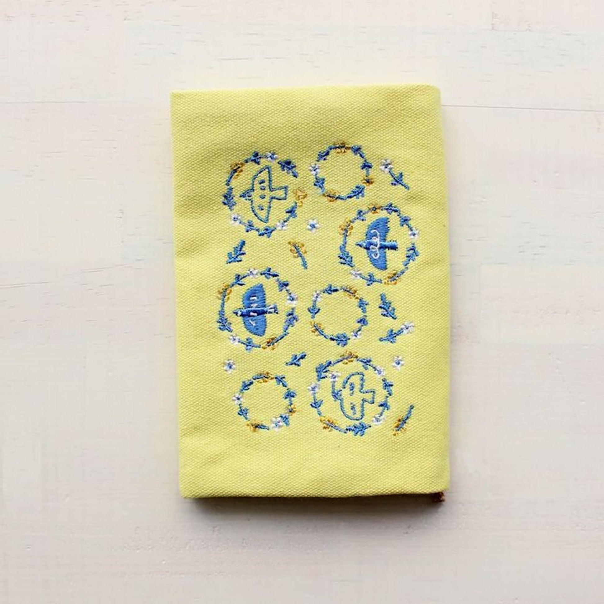 Furukawa Shiko Embroidered Book Cover A6 - Blue Bird - Hontowatashi - Book Covers