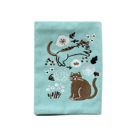 Furukawa Shiko Embroidered Book Cover A6 - Cat - Hontowatashi - Book Covers