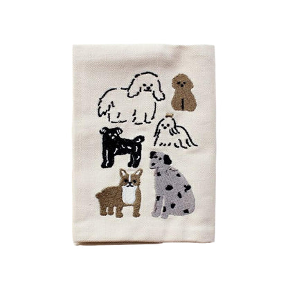Furukawa Shiko Embroidered Book Cover A6 - Dog - Hontowatashi - Book Covers