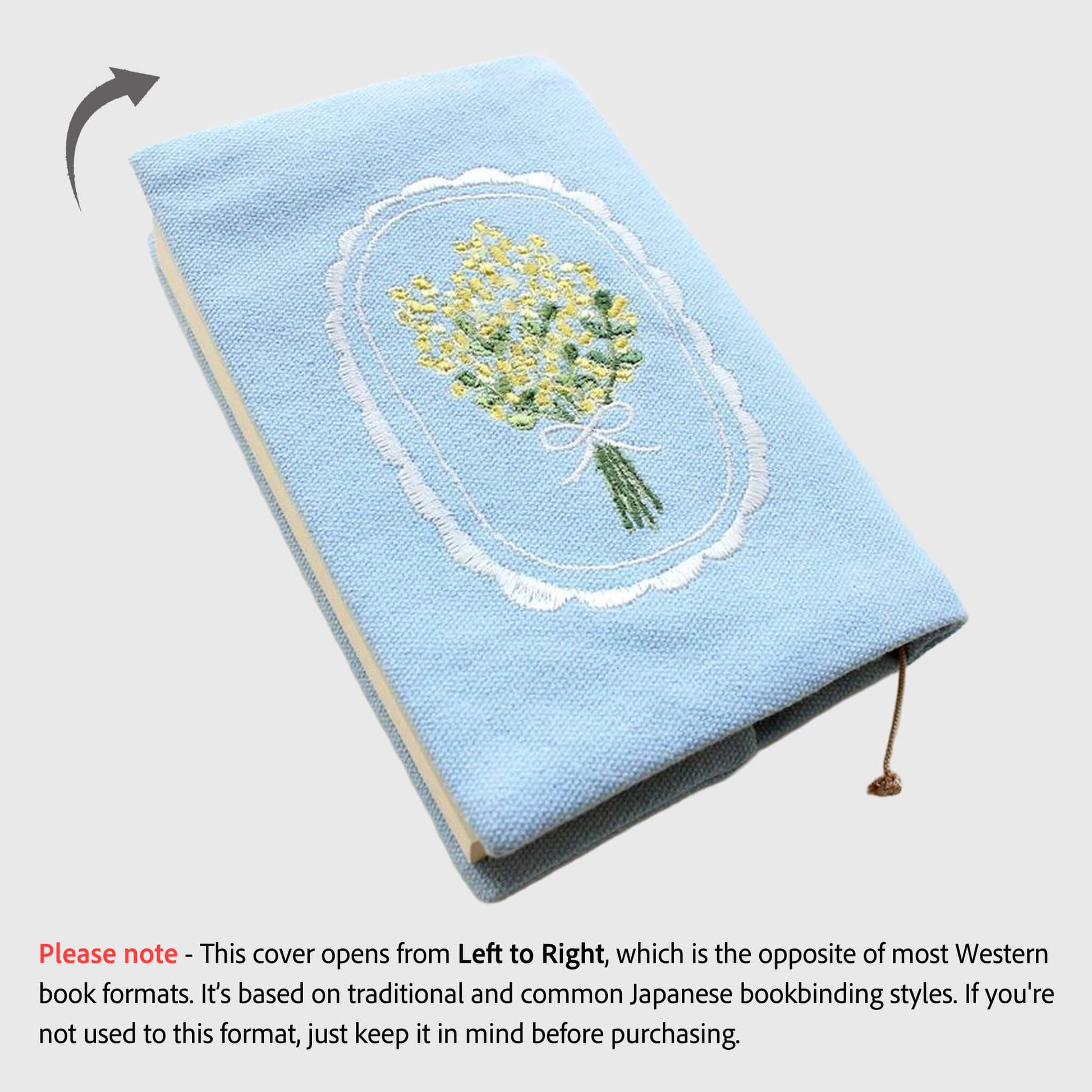 Furukawa Shiko Embroidered Book Cover A6 - Mimosa - Hontowatashi - Book Covers