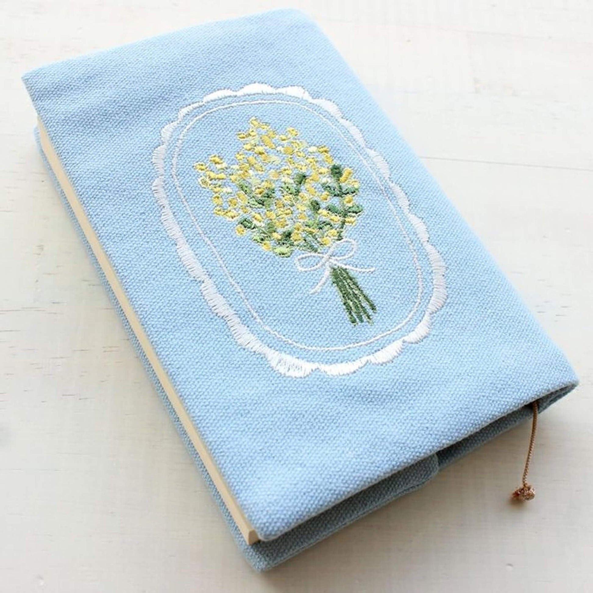 Furukawa Shiko Embroidered Book Cover A6 - Mimosa - Hontowatashi - Book Covers