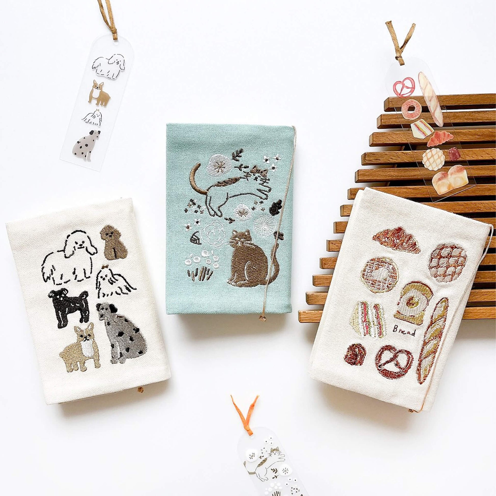 Furukawa Shiko Embroidered Book Cover A6 - Mimosa - Hontowatashi - Book Covers