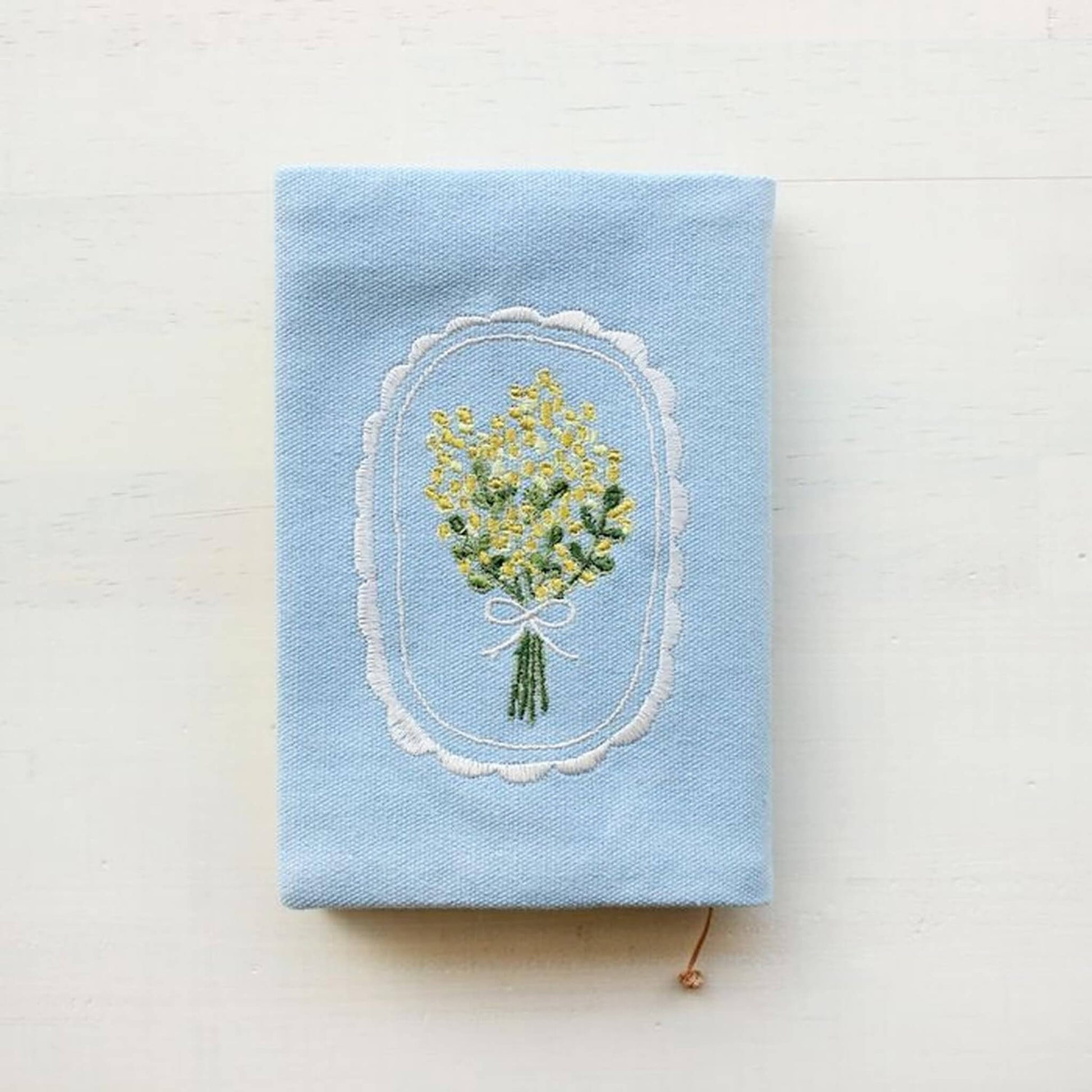 Furukawa Shiko Embroidered Book Cover A6 - Mimosa - Hontowatashi - Book Covers