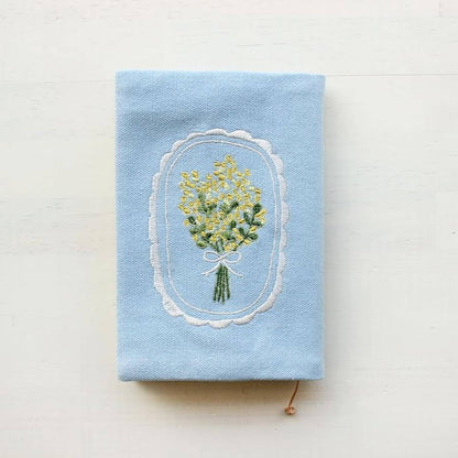 Furukawa Shiko Embroidered Book Cover A6 - Mimosa - Hontowatashi - Book Covers