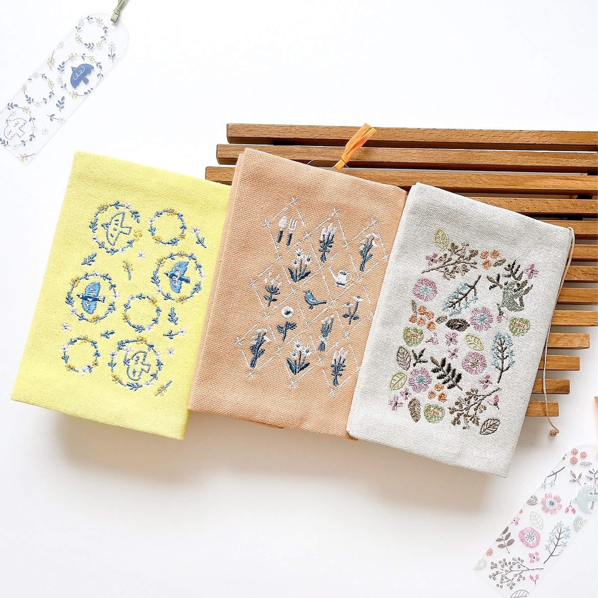 Furukawa Shiko Embroidered Book Cover A6 - Mimosa - Hontowatashi - Book Covers