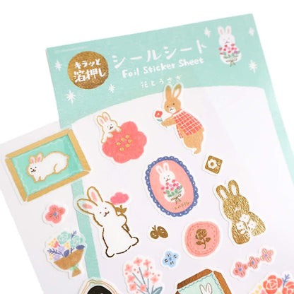 Furukawa Shiko Foil Sticker Sheet - Flower & Rabbit [Winter 2026 Limited Edition] - Sticker Sheets
