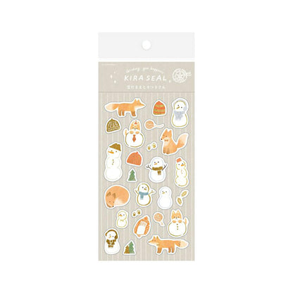 Furukawa Shiko Foil Sticker Sheet - Snowman and Fox - Wa - Life 2025 Winter Limited - Sticker Sheets