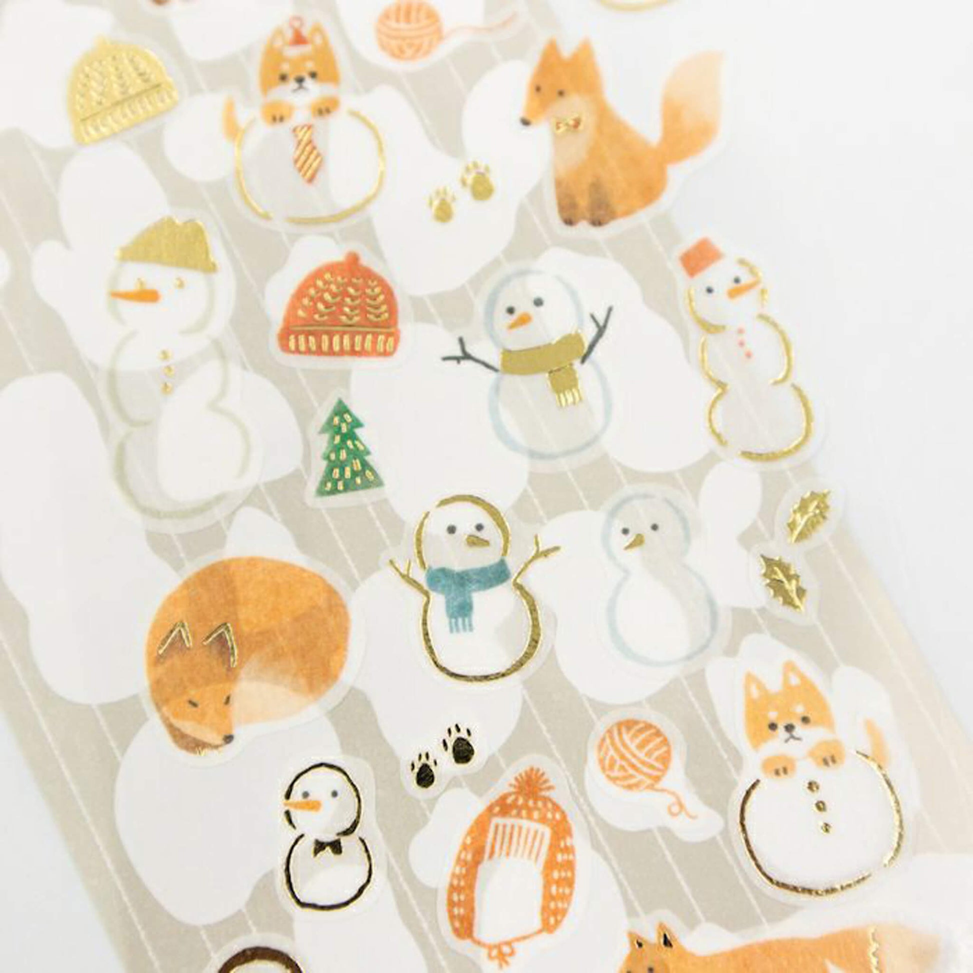 Furukawa Shiko Foil Sticker Sheet - Snowman and Fox - Wa - Life 2025 Winter Limited - Sticker Sheets