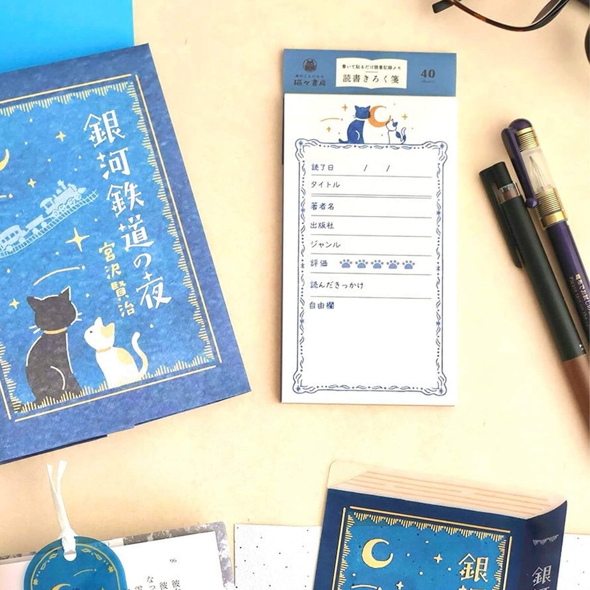 Furukawa Shiko Hontowatashi Reading Log Notepad - Night on the Galactic Railroad - Planning & Log Pads