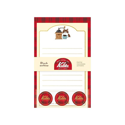Furukawa Shiko × Kalita Foil - Stamped Mini Letter Set - Black Coffee - Mini Letter Writing Sets