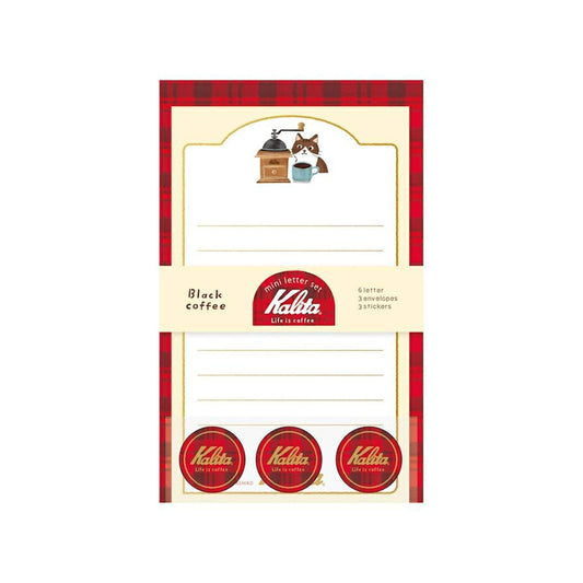 Furukawa Shiko × Kalita Foil - Stamped Mini Letter Set - Black Coffee - Mini Letter Writing Sets