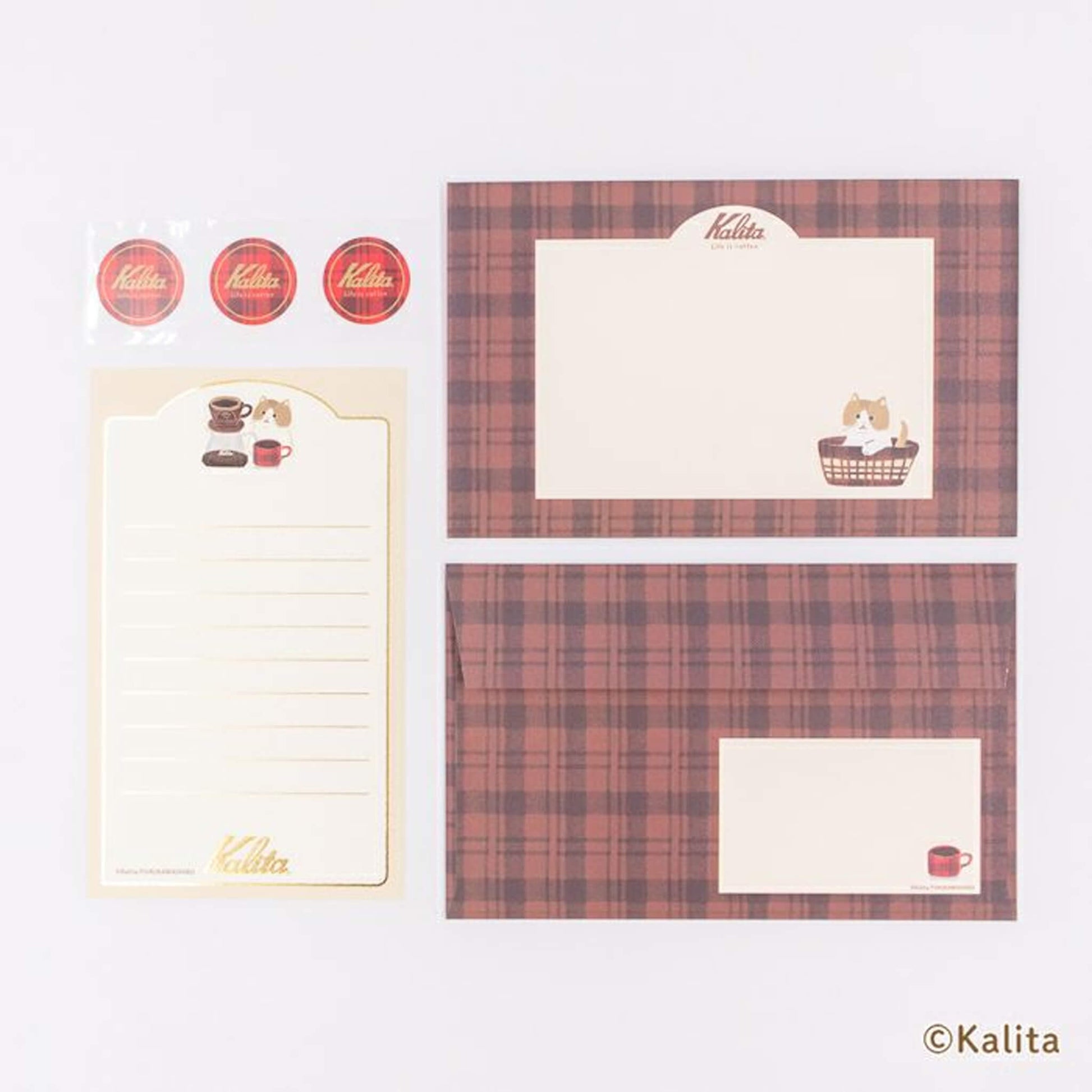 Furukawa Shiko × Kalita Foil - Stamped Mini Letter Set - Brown Coffee - Mini Letter Writing Sets