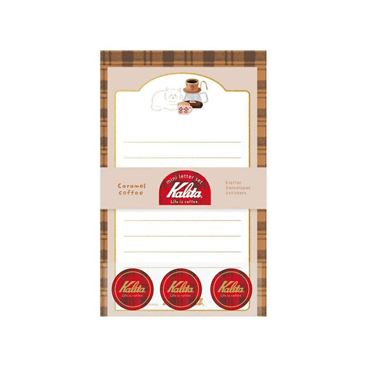 Furukawa Shiko × Kalita Foil - Stamped Mini Letter Set - Caramel Coffee - Mini Letter Writing Sets