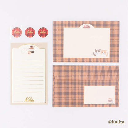 Furukawa Shiko × Kalita Foil - Stamped Mini Letter Set - Caramel Coffee - Mini Letter Writing Sets