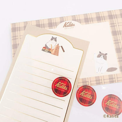 Furukawa Shiko × Kalita Foil - Stamped Mini Letter Set - White Coffee - Mini Letter Writing Sets