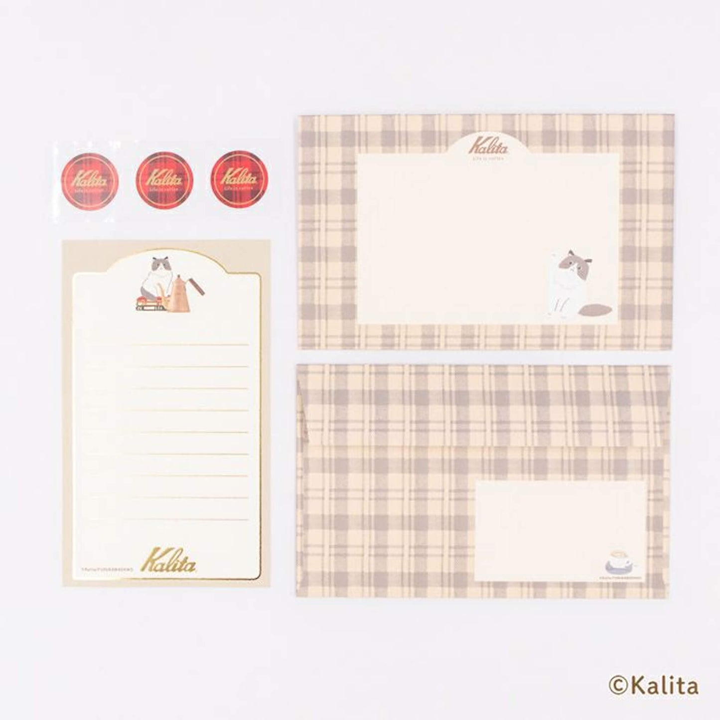 Furukawa Shiko × Kalita Foil - Stamped Mini Letter Set - White Coffee - Mini Letter Writing Sets