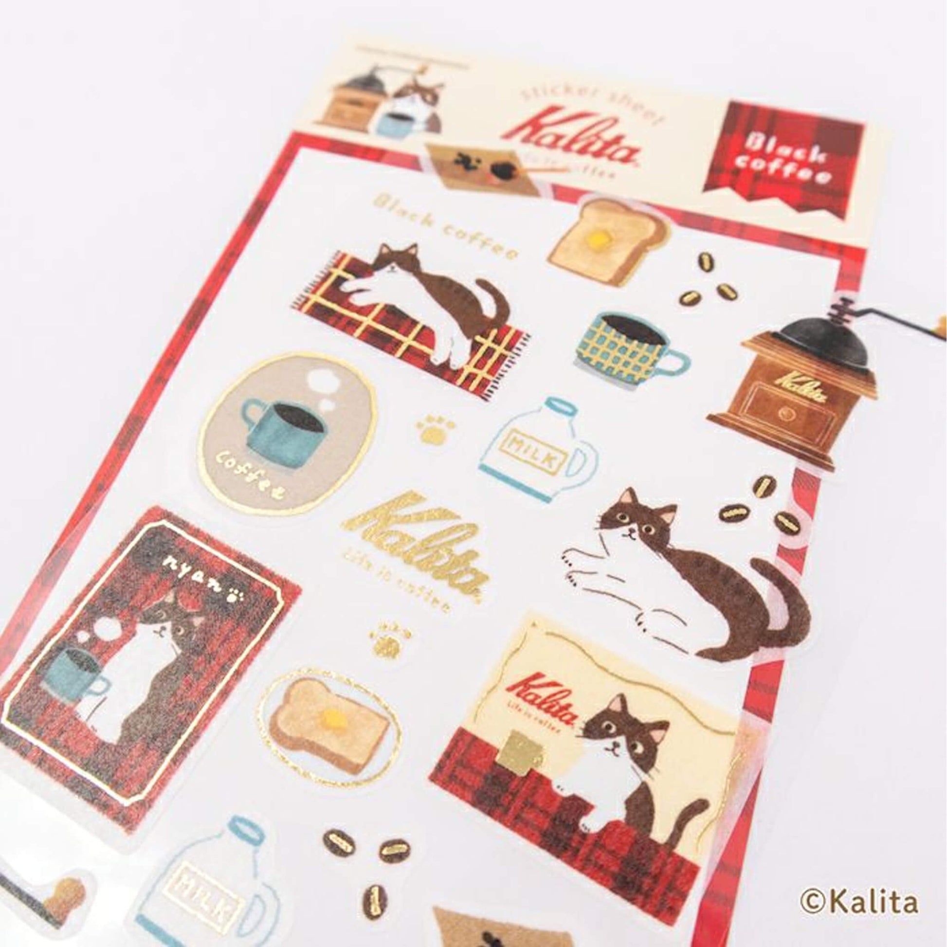 Furukawa Shiko × Kalita Foil - Stamped Sticker Sheet - Black Coffee - Sticker Sheets