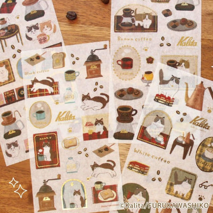 Furukawa Shiko × Kalita Foil - Stamped Sticker Sheet - Brown Coffee - Sticker Sheets