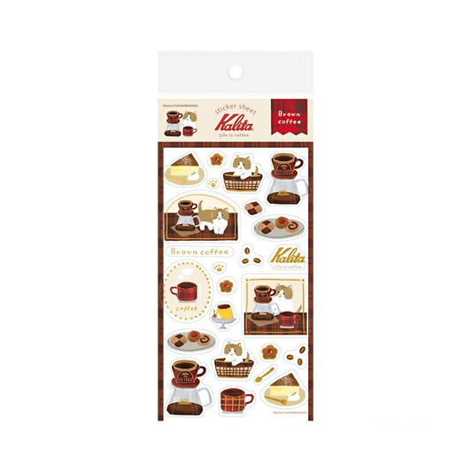 Furukawa Shiko × Kalita Foil - Stamped Sticker Sheet - Brown Coffee - Sticker Sheets