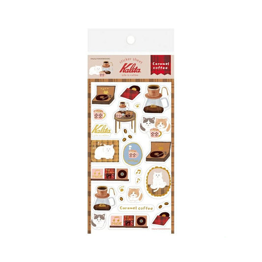 Furukawa Shiko × Kalita Foil - Stamped Sticker Sheet - Caramel Coffee - Sticker Sheets