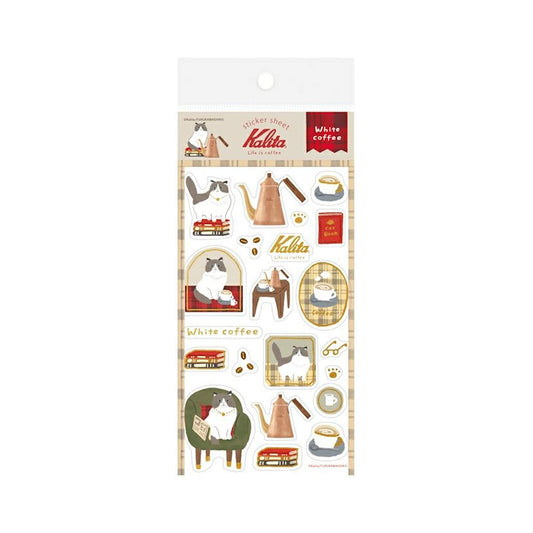 Furukawa Shiko × Kalita Foil - Stamped Sticker Sheet - White Coffee - Sticker Sheets