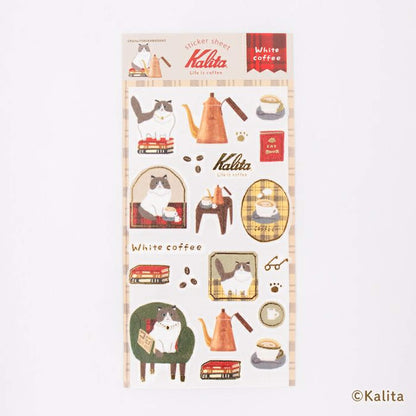 Furukawa Shiko × Kalita Foil - Stamped Sticker Sheet - White Coffee - Sticker Sheets
