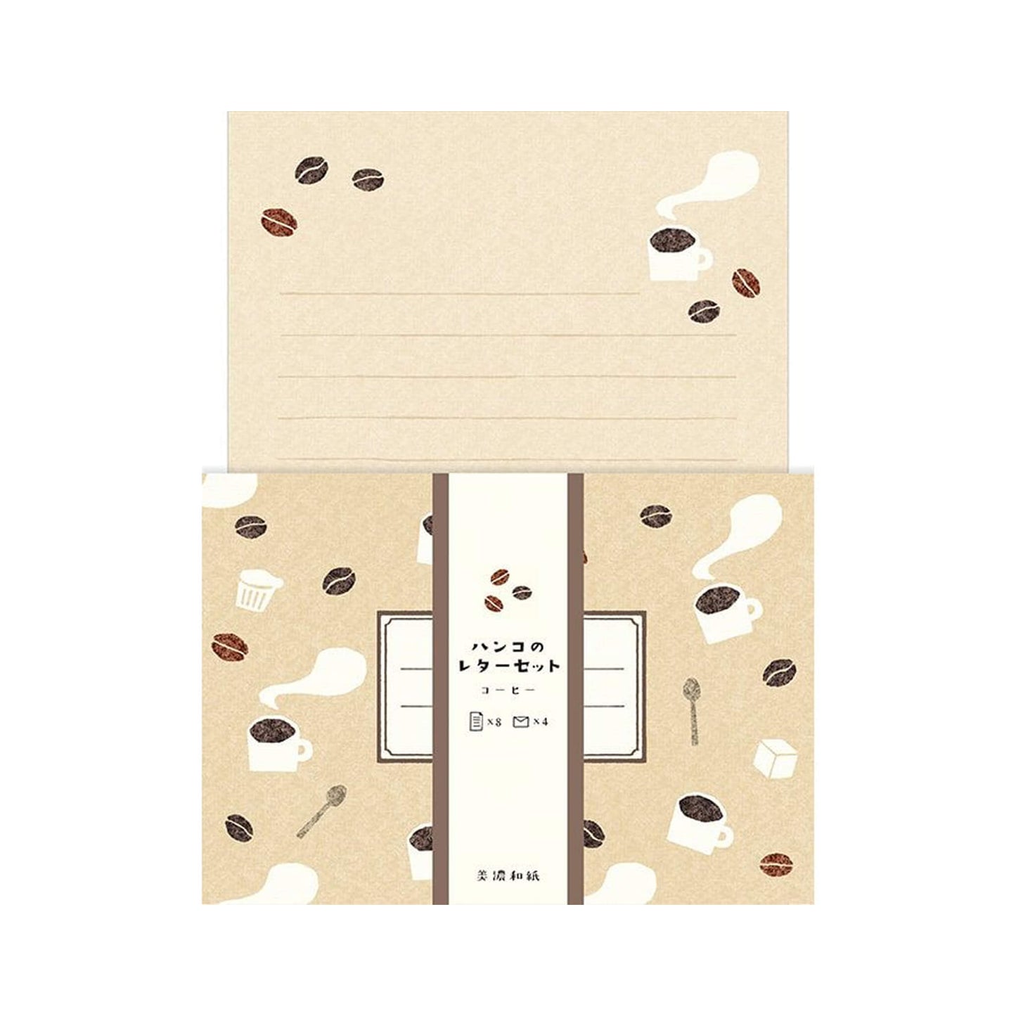 Furukawa Shiko Mino Washi Paper Letter Set - Coffee - Letter Writing Sets