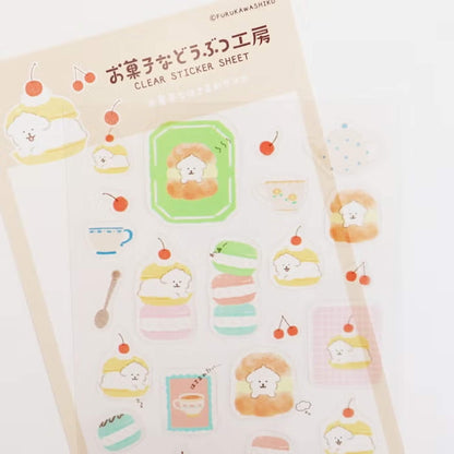 Furukawa Shiko Okashina Doubutsu Kobo Clear Sticker Sheet - Hasamare Dog - Sticker Sheets