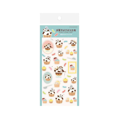 Furukawa Shiko Okashina Doubutsu Kobo Clear Sticker Sheet - Mattari Panda - Sticker Sheets
